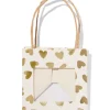 cadeautasje met venster 10x11x11cm wit hartjes goud