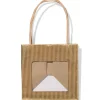 cadeautasje met venster 10x11x11cm kraft strepen goud