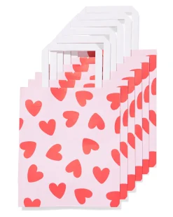 cadeautasjes M hart - 6 stuks