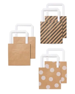 cadeautasjes S kraft - 6 stuks