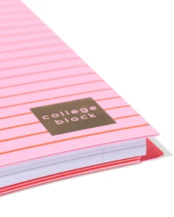 collegeblok A4 gelinieerd strepen rood-roze
