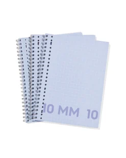collegeblokken blauw A4 geruit 10mm - 3 stuks