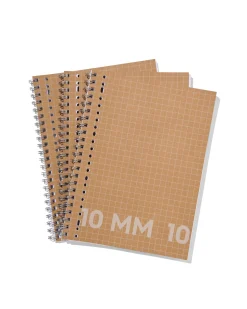 collegeblokken kraft A4 geruit 10mm - 3 stuks