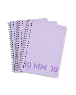 collegeblokken lila A4 geruit 10mm - 3 stuks