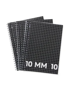 collegebloks zwart A4 geruit 10mm - 3 stuks