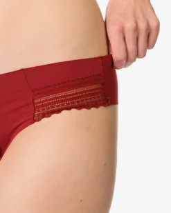 dames brazilian micro met kanten inzet donkerrood