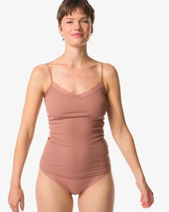 dames brazilian micro met kanten tailleband lichtbruin