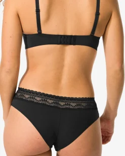dames brazilian micro met kanten tailleband zwart