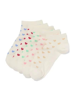 dames enkelsokken hartjes - 5 paar beige