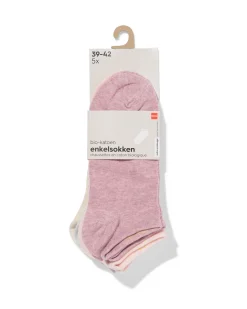 dames enkelsokken melange - 5 paar lichtpaars