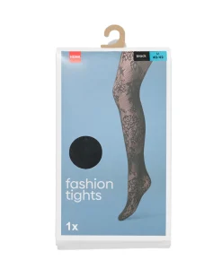 dames fashion netpanty 15denier bloemen zwart