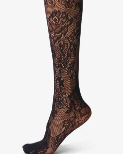 dames fashion netpanty 15denier bloemen zwart