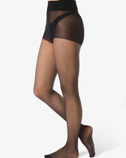 dames fashion netpanty glitter zwart