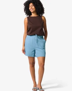 dames korte broek Lila tencel middenblauw