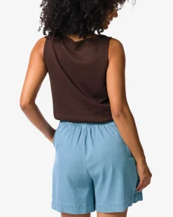 dames korte broek Lila tencel middenblauw