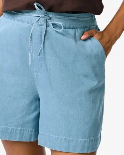 dames korte broek Lila tencel middenblauw