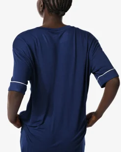 dames pyjamatop viscose donkerblauw