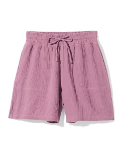 dames short Kai relaxed fit mousseline paars