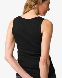 dames singlet Anouk met ribbels zwart