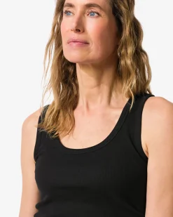 dames singlet Anouk met ribbels zwart