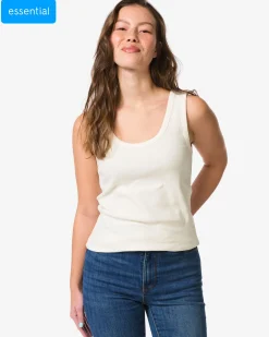 dames singlet Anouk met ribbels wit