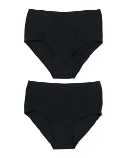 dames tailleslip katoen - 2 stuks zwart