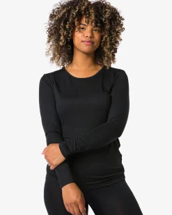 dames temptech T-shirt lange mouw zwart