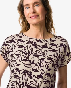 dames T-shirt Amelie jersey bladeren zand