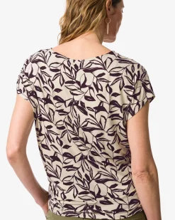 dames T-shirt Amelie jersey bladeren zand