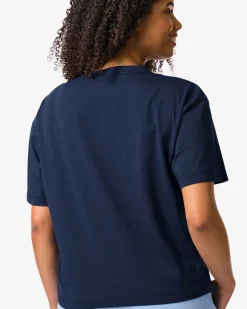 dames T-shirt boxy fit donkerblauw