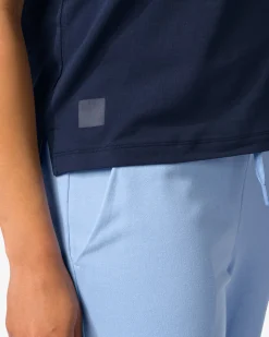dames T-shirt boxy fit donkerblauw