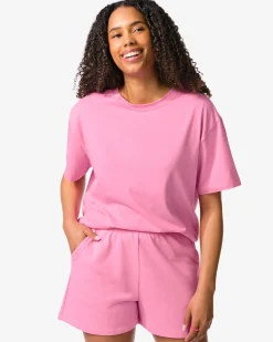 dames T-shirt boxy fit roze