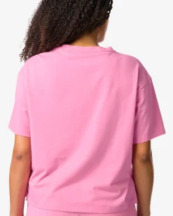 dames T-shirt boxy fit roze