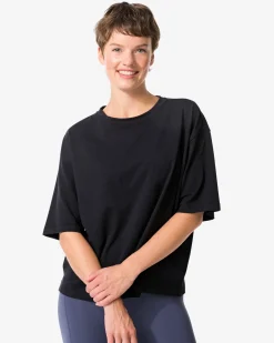 dames T-shirt boxy fit zwart