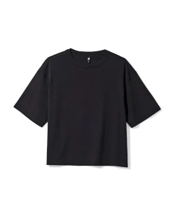 dames T-shirt boxy fit zwart