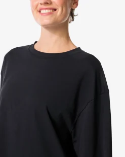 dames T-shirt boxy fit zwart