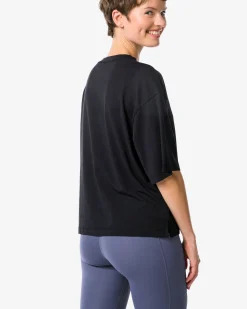 dames T-shirt boxy fit zwart