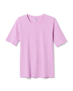 dames T-shirt Clara regular fit rib lila
