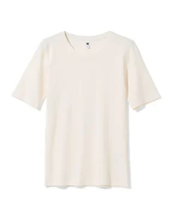 dames T-shirt Clara rib wit