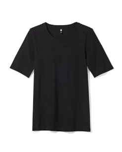 dames T-shirt Clara rib zwart