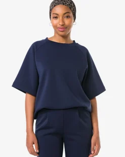 dames T-shirt Elly relaxed fit jersey donkerblauw