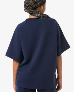 dames T-shirt Elly relaxed fit jersey donkerblauw