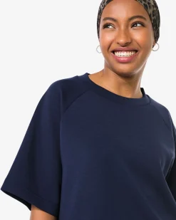 dames T-shirt Elly relaxed fit jersey donkerblauw
