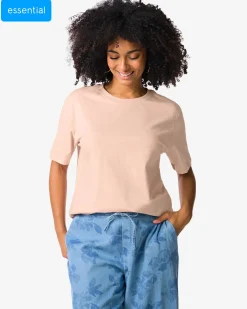 dames T-shirt Larissa regular fit lichtroze