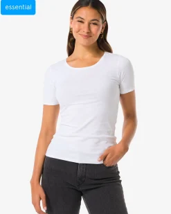dames T-shirt slim fit o-hals wit