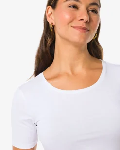 dames T-shirt slim fit o-hals wit