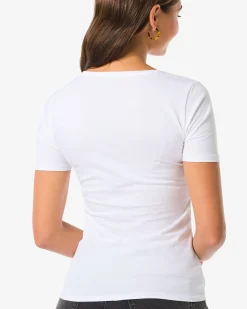dames T-shirt slim fit o-hals wit