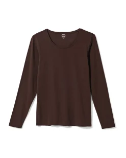 dames T-shirt slim fit o-hals bruin