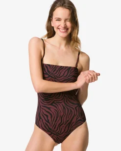 damesbadpak Nina zebra chocoladebruin