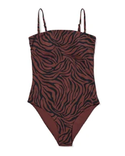 damesbadpak Nina zebra chocoladebruin